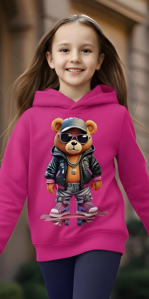 Блуза с качулка Модно Мече в розово