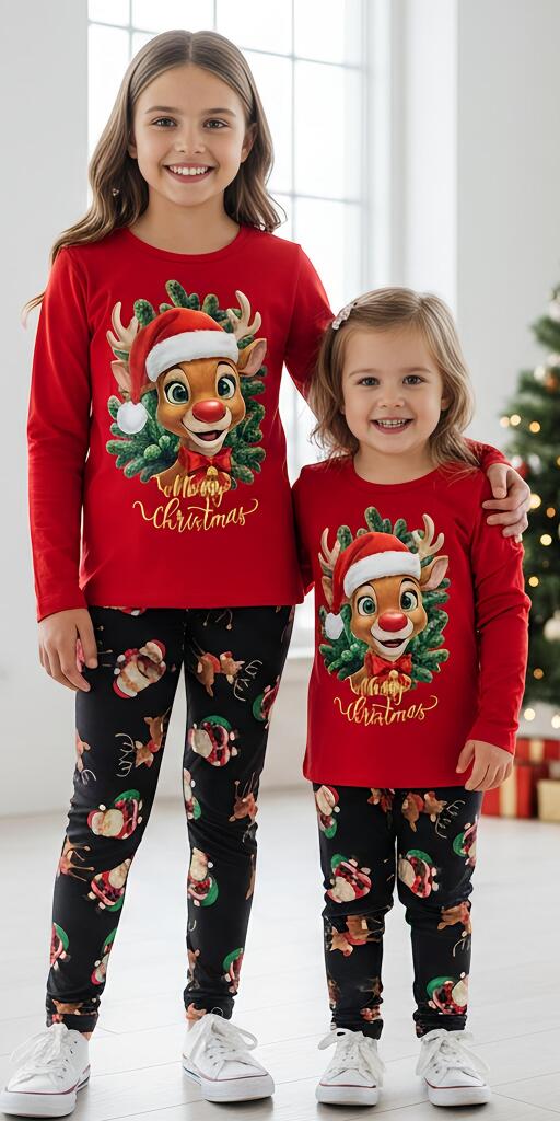 Комплект тънък 2 части (б/к.) Дядо Коледа и еленче 4