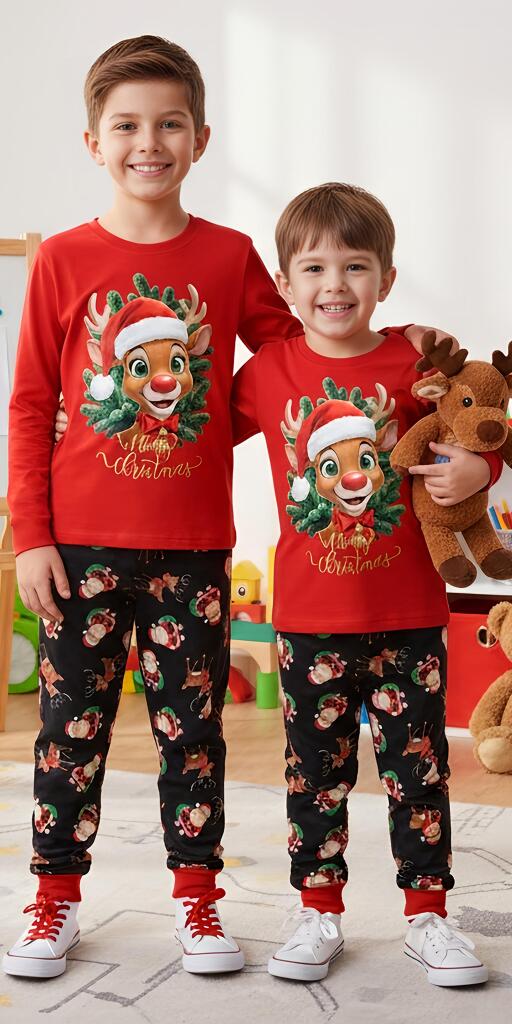 Комплект тънък 2 части (б/д.) Дядо Коледа и еленче 4