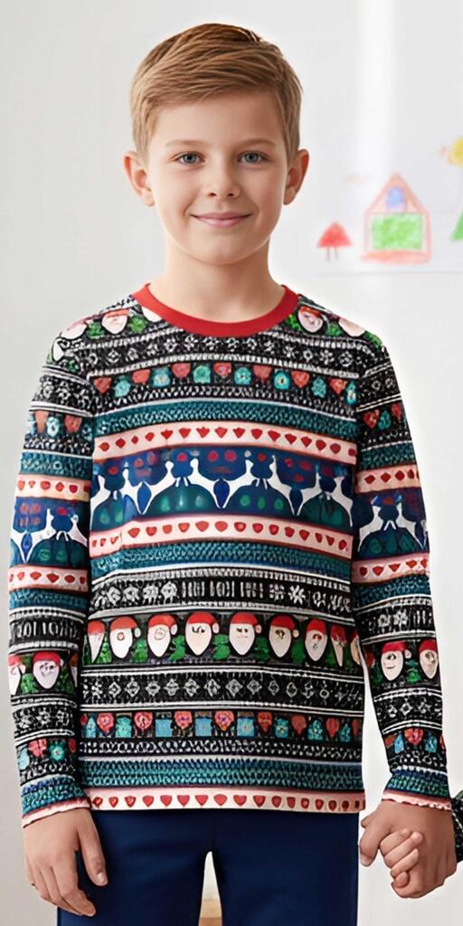 Блуза тънка райе с Коледни мотиви 1 (диг. печат)