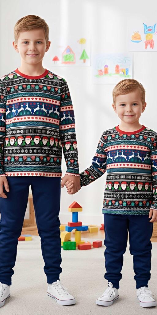 Комплект тънък 2 части (б/д) райе с Коледни мотиви 1 (диг. печат)