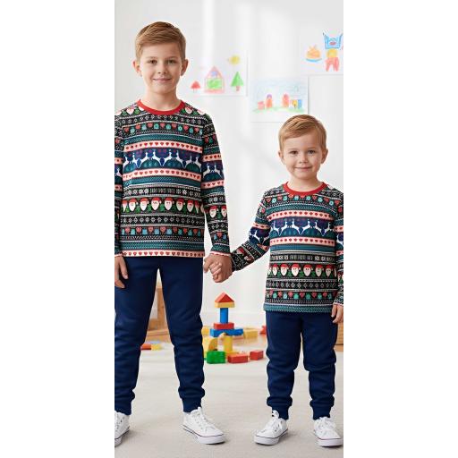 Комплект тънък 2 части (б/д) райе с Коледни мотиви (диг. печат)