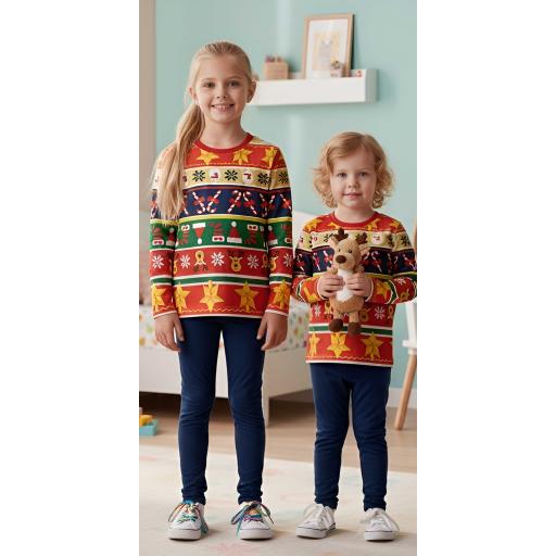 Комплект тънък 2 части (б/к) райе с Коледни мотиви 2 (диг. печат)