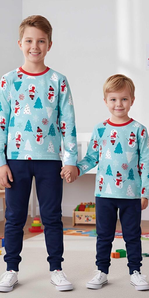 Комплект тънък 2 части (б/д) райе с Коледни мотиви 3 (диг. печат)