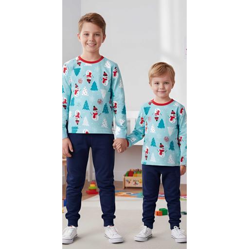 Комплект тънък 2 части (б/д) райе с Коледни мотиви 3 (диг. печат)