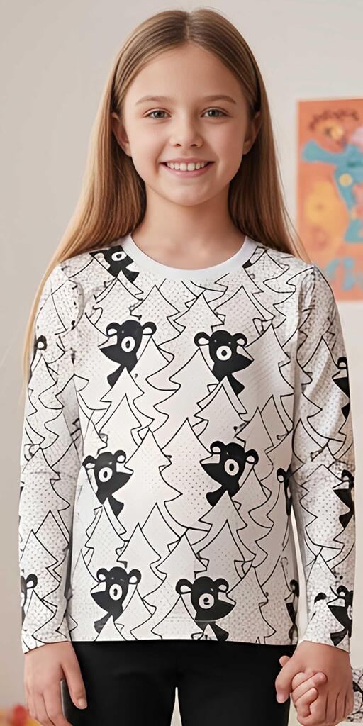 Блуза тънка Закачливо мече (диг. печат)