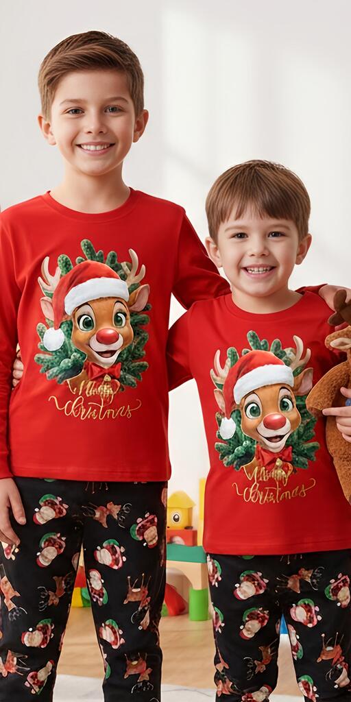 Блуза тънка коледно еленче Рудолф в червено