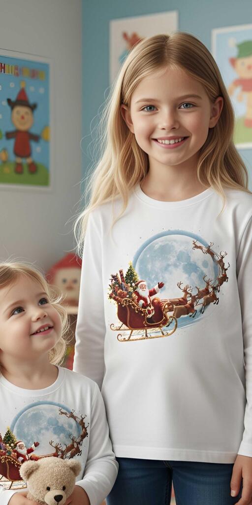 Блуза тънка Дядо Коледа над Луната