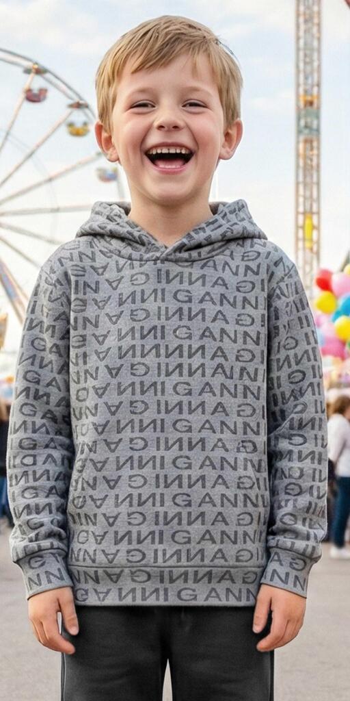 Блуза с качулка с Надписи в сиво