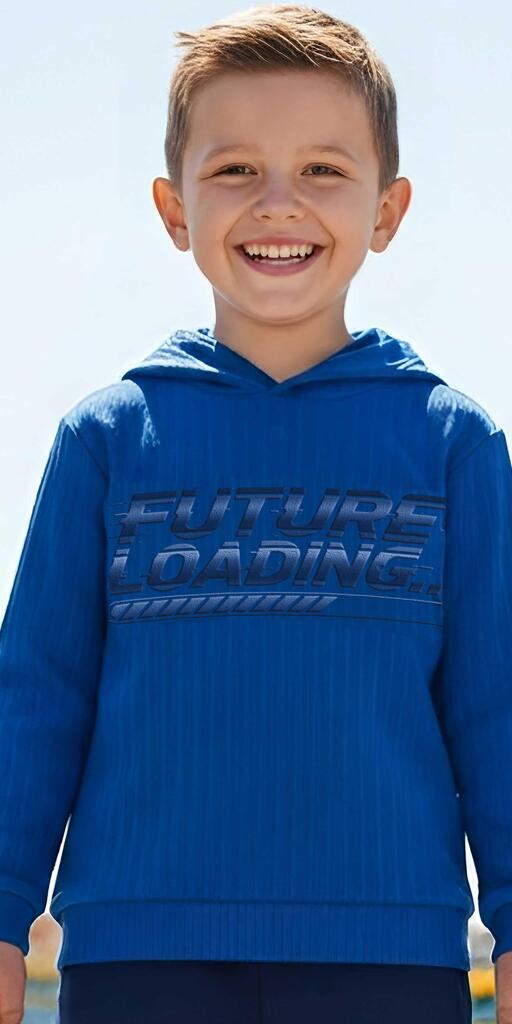 Блуза с качулка “Future Loading…” в синьо