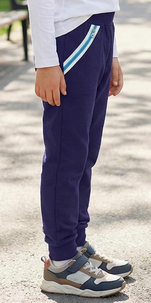 Долнище плътно с ципове и щрик в тъмносиньо и наситеносиньо