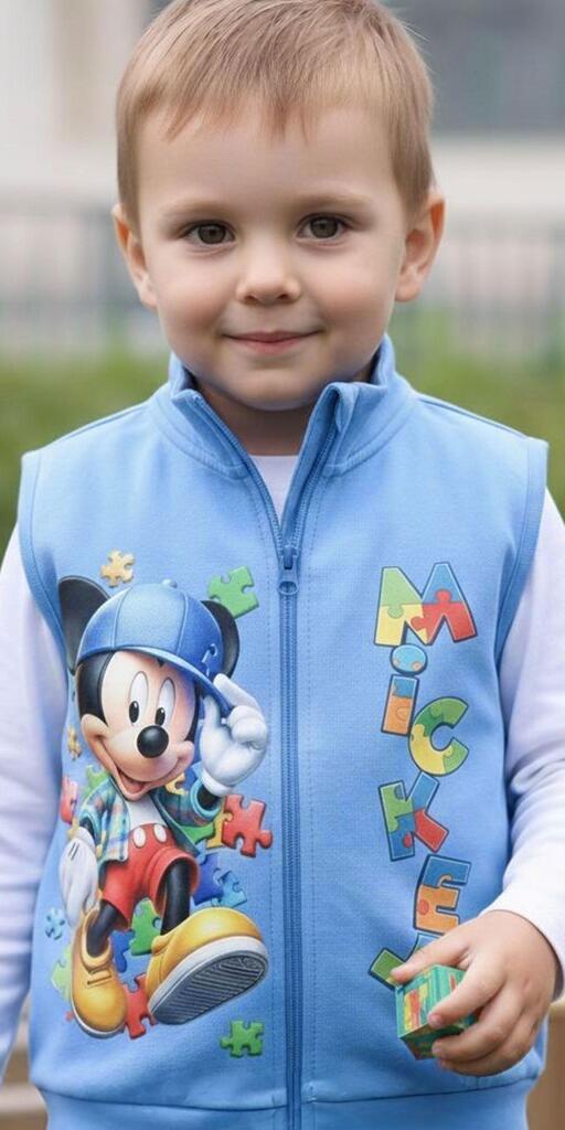 Елек плътен Мики Маус пъзел в синьо