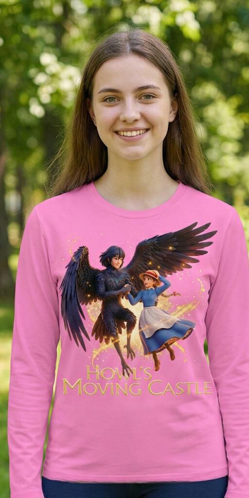 Детска розова блуза с фантастична сцена и златисти ефекти.“