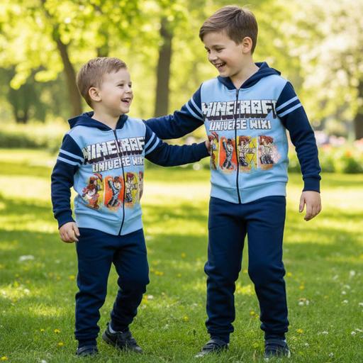 Комплект дебела вата 2 части (с/д) Майнкрафт в синьо