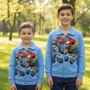 Суичър плътен Пламъчко в синьо за малки автомобилни фенове