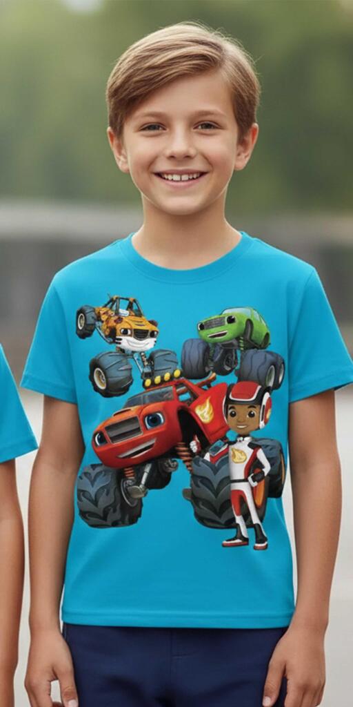 Тениска с Пламъчко в наситеносиньо