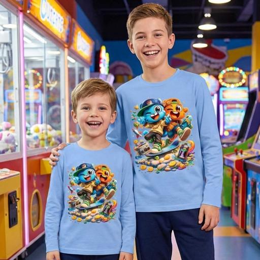 Блуза тънка Гъмбол и Дарвин в синьо