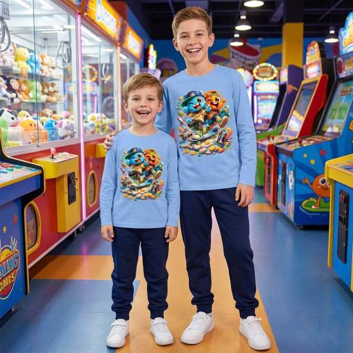 Комплект тънък 2 части (б/д) Гъмбол и Дарвин в синьо