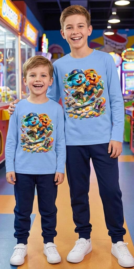 Комплект тънък 2 части (б/д) Гъмбол и Дарвин в синьо