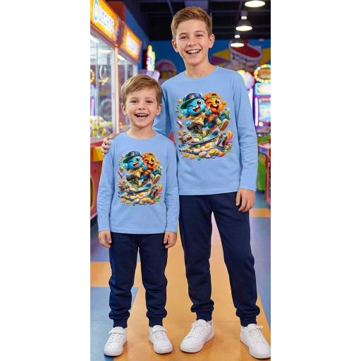 Комплект тънък 2 части (б/д) Гъмбол и Дарвин в синьо