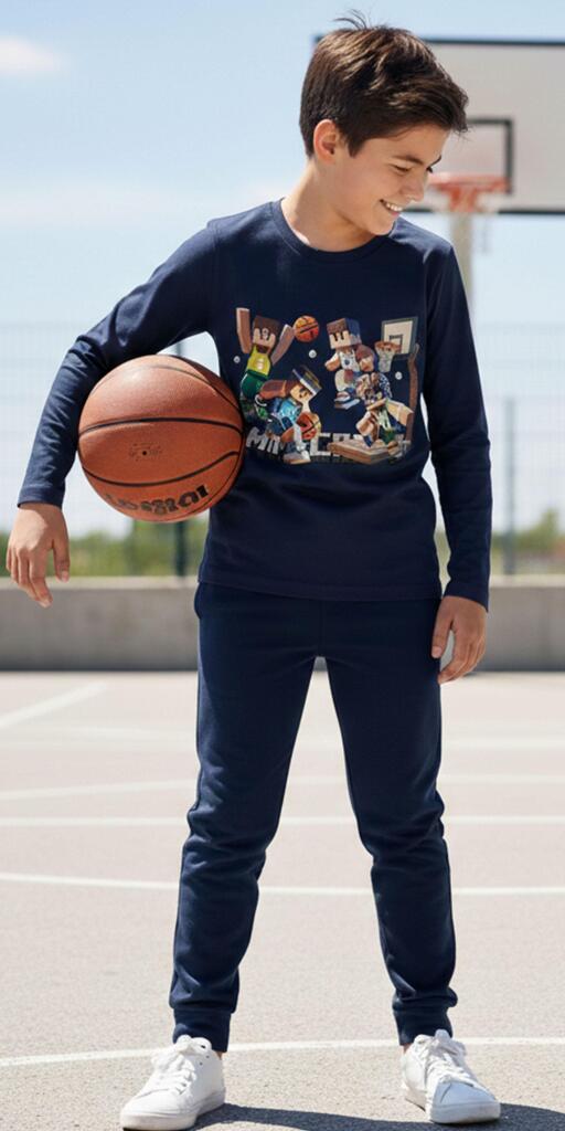 „Детски комплект Minecraft Basketball – блуза и тъмно долнище“
