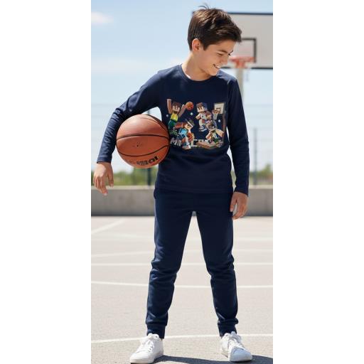 „Детски комплект Minecraft Basketball – блуза и тъмно долнище“