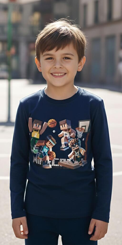 Блуза тънка Майнкрафт в тъмносиньо