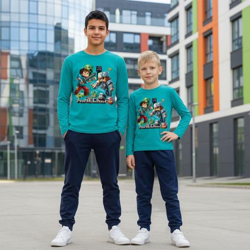 Комплект тънък 2 части (б/д) Майнкрафт морскосиньо