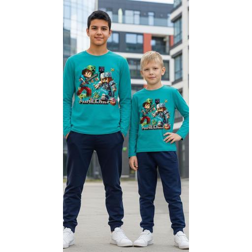 Комплект тънък 2 части (б/д) Майнкрафт морскосиньо