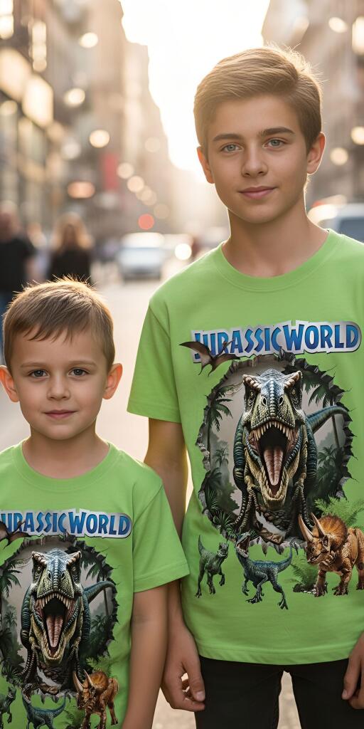 Тениска Джурасик свят в зелено