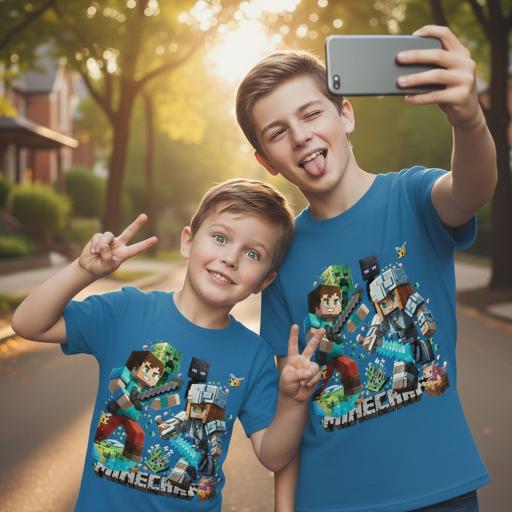 Тениска за деца с герои от Minecraft