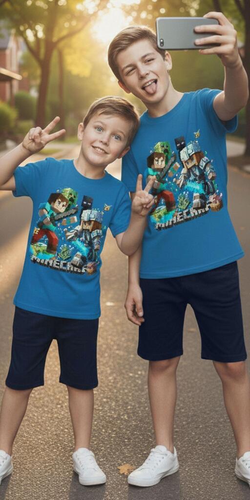 Комбинация 2 части (т/б) Майнкрафт в синьо