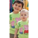 Сладка детска тениска Peppa Pig в резедав цвят