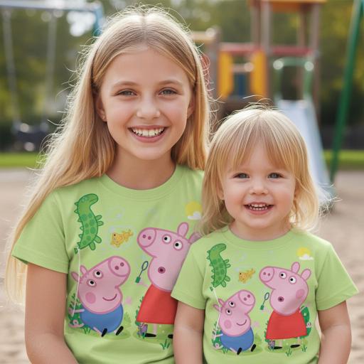 Тениска Пепа и Джордж весели балончета в резеда