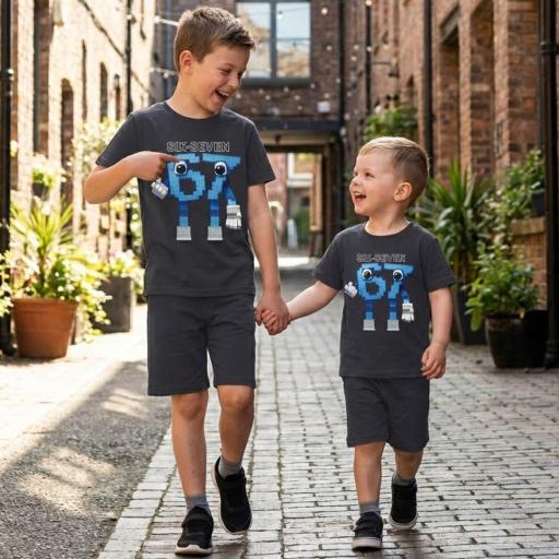 Детски комплект тениска и бермуди Six Seven