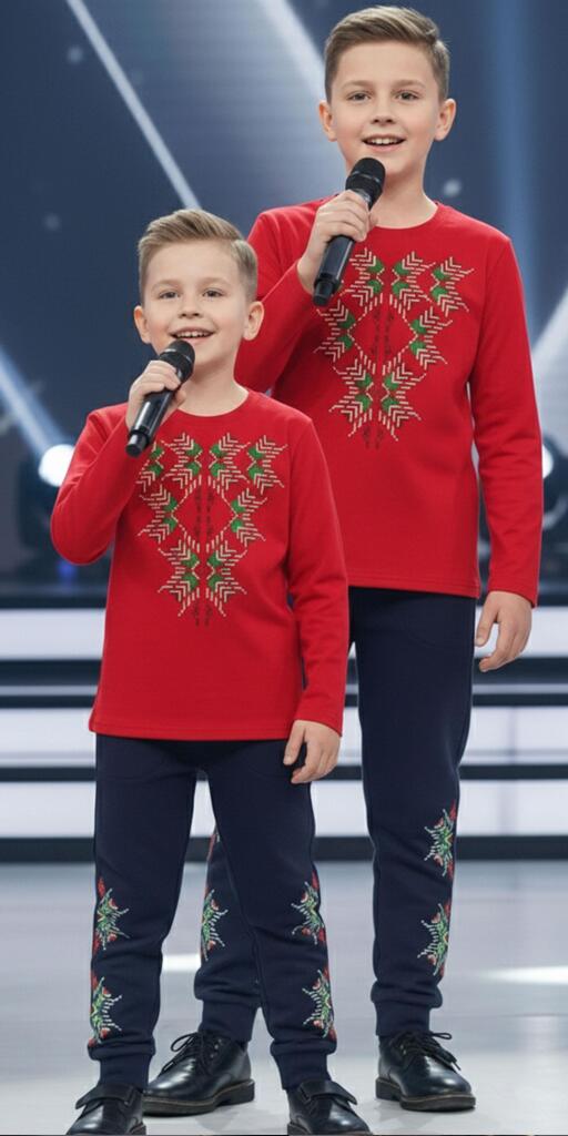 Комплект тънък 2 части (б/д) Фолклорни мотиви червено