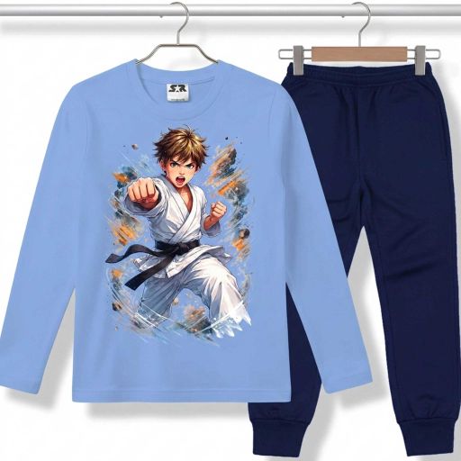 Комплект тънък 2 части (б/д) Karate Spirit в светлосиньо