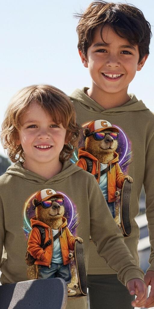 Блуза тънка с качулка Капибара хаки