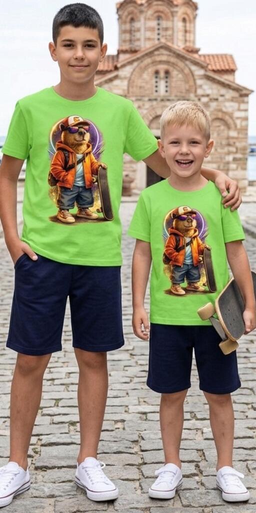 Комбинация 2 части (т/б) Skate Капибара в зелено