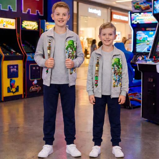 Детски Minecraft комплект – суичър, едноцветна блуза и долнище“