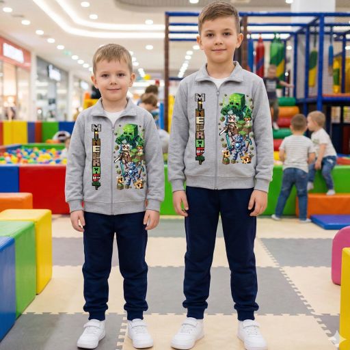 „Детски комплект Minecraft – суичър с цип и тъмно долнище“