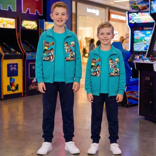 „Комплект Minecraft Basketball – суичър с принт, блуза и спортно долнище“ 