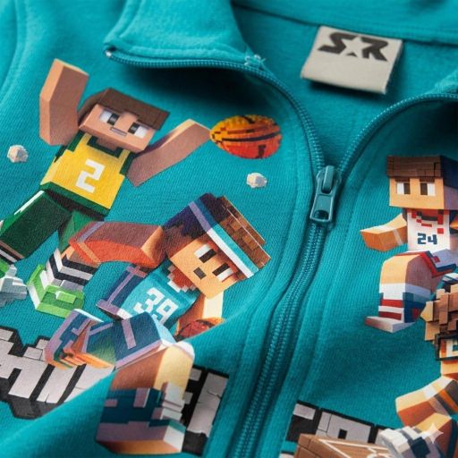 „Детски тъмносин суичър Minecraft Sport с баскетболен мотив“