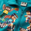 „Детски тъмносин суичър Minecraft Sport с баскетболен мотив“