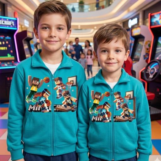 „Детски тъмносин суичър Minecraft Sport с баскетболен мотив“