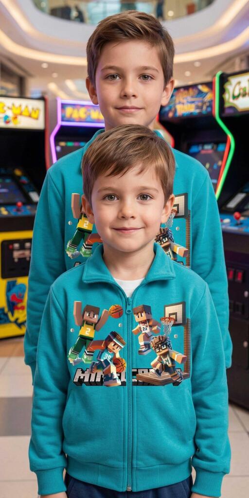 Суичър плътен Майнкрафт в тъмносиньо