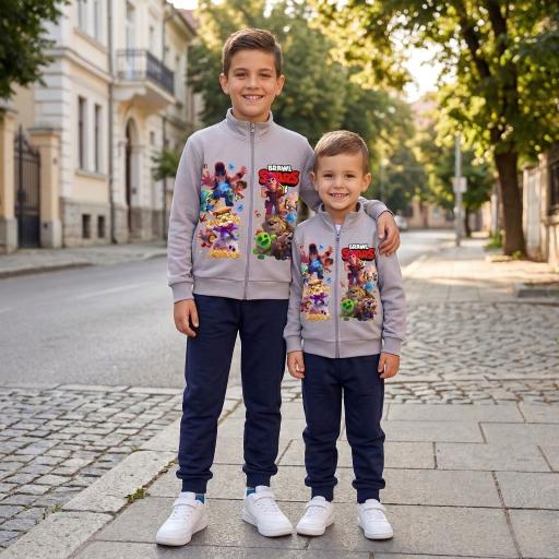 Детски комплект Brawl Stars – суичър с цип и едноцветно долнище“ 