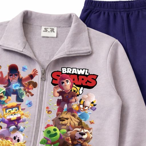 „Детски комплект Brawl Stars – суичър с цип и едноцветно долнище“