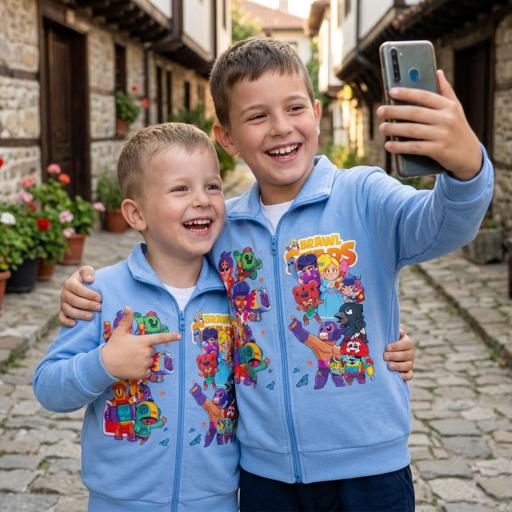 Суичър плътен Brawl Stars в синьо