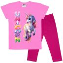 Комплект за момиче тениска UNICORN и цикламен клин под коляното